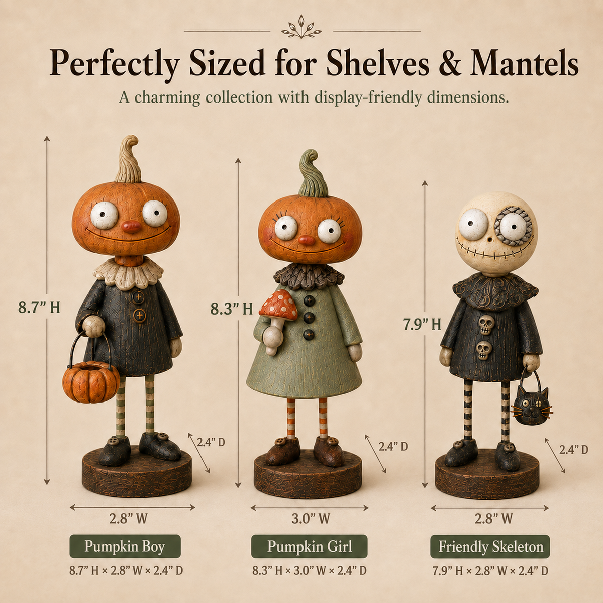🎃👻 Primitive Pumpkin Friends – Vintage Halloween Figurines for Cozy Spooky Décor! 🕯️🧡
