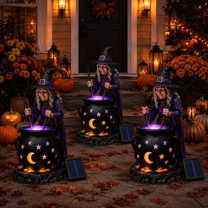 🎁 Last Day 50% OFF✨-🪄Halloween Witch Glowing Cauldron Solar Light