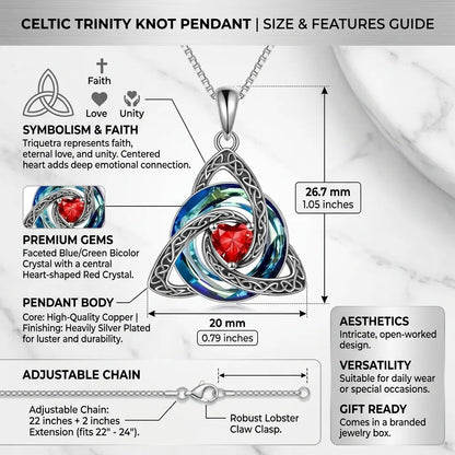 ✝️✨ Birthstone Celtic Trinity Knot Necklace – Meaningful Silver-Plated Crystal Jewelry Gift 💎❤️