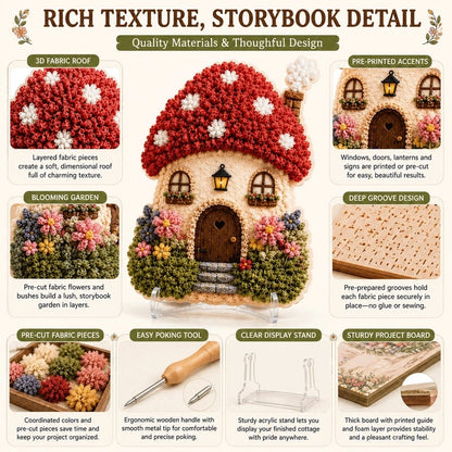 ⏰Last day Promotion 🔥-Whimsical Village 3D Fabric Poke Art Kit