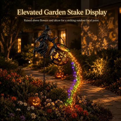 🧙‍♀️✨ Halloween Witch Cauldron Light – Spooky Garden Glow for a Magical Night 🎃🕯️