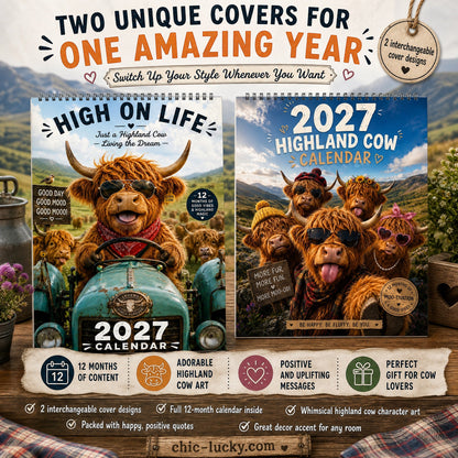 🔥2027 Funny Highland Cow Wall Calendar | A4 Hanging Calendar | Designed by Isabel Kline
