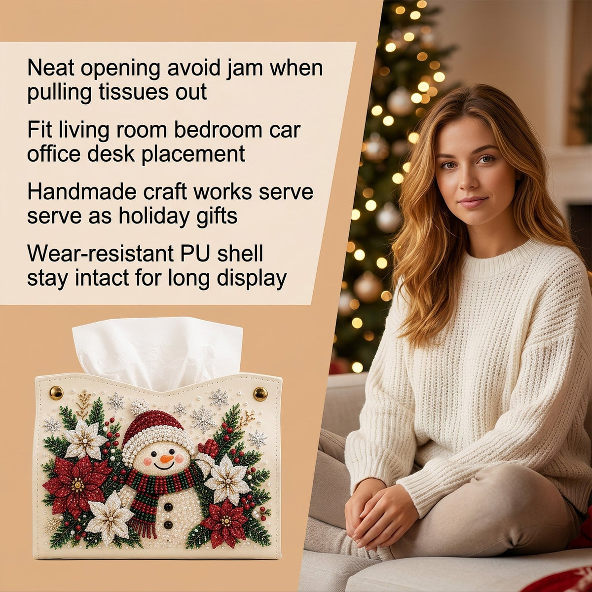 DIY Christmas Diamond Painting Tissue Box Special-Shaped Pearl Rhinestones Handmade Holiday Home Decor Craft Kit
