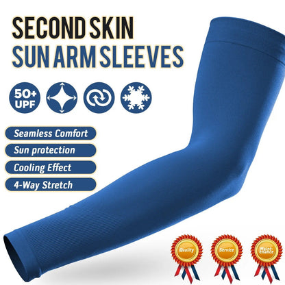 ☀️ UPF 50+ Cooling UV Arm Sleeves 🧊 | High Stretch Compression Fabric | Anti-UV Breathable Sleeves for Men Women
