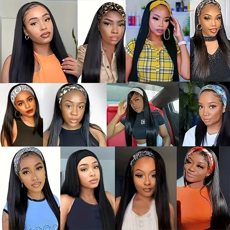 Ice Silk Headband Wig-100% Human Hair, Real Look