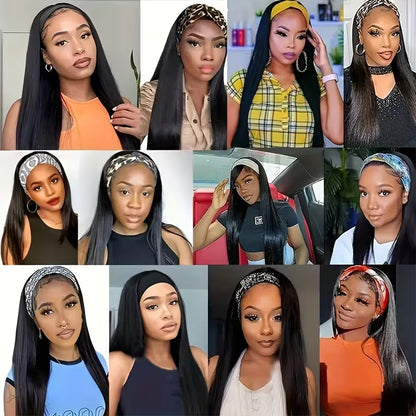 Ice Silk Headband Wig-100% Human Hair, Real Look