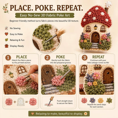 ⏰Last day Promotion 🔥-Whimsical Village 3D Fabric Poke Art Kit