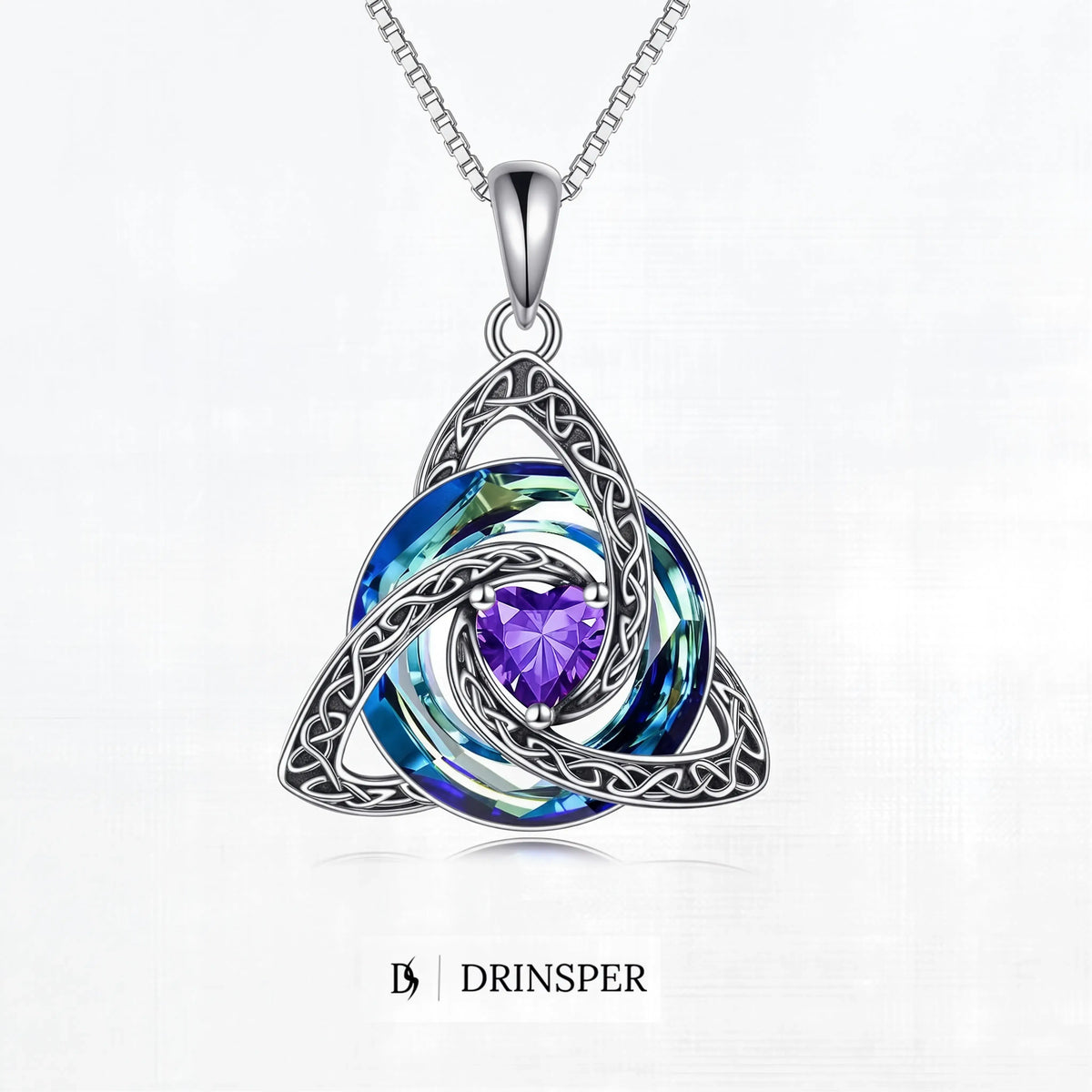 ✝️✨ Birthstone Celtic Trinity Knot Necklace – Meaningful Silver-Plated Crystal Jewelry Gift 💎❤️