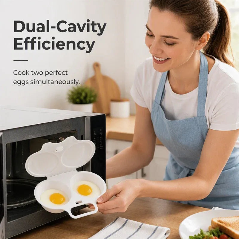 🥳2026 HOT SALE🥳💞50K+ SOLD! Microwave Egg Poacher – Dual‐cavity, non‐stick & easy clean. Healthier than frying