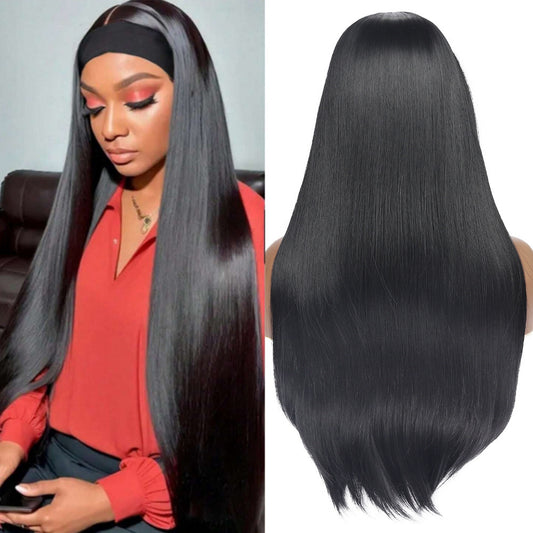 Ice Silk Headband Wig-100% Human Hair, Real Look