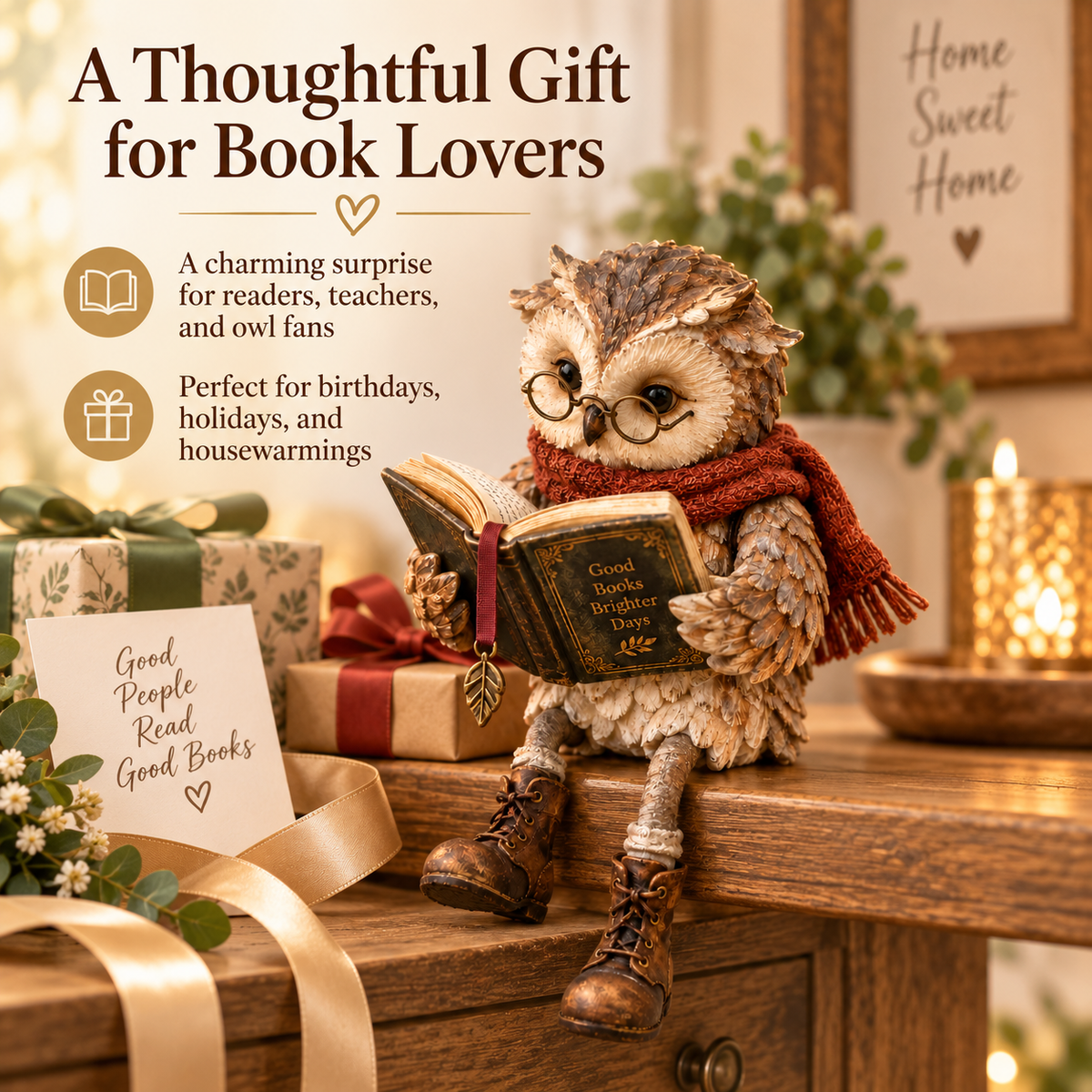 🦉🤎Reading Owl Figurine