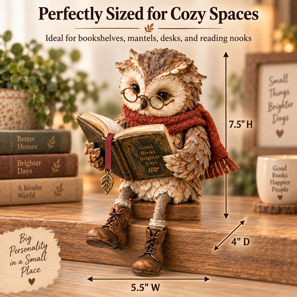 🦉🤎Reading Owl Figurine
