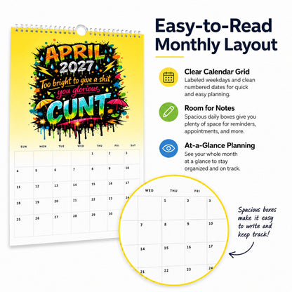 💥Early Bird Sale — 49% OFF🎁2027 Year of the Cunt Wall Calendar – Bold Graffiti Humor Calendar📆🌟