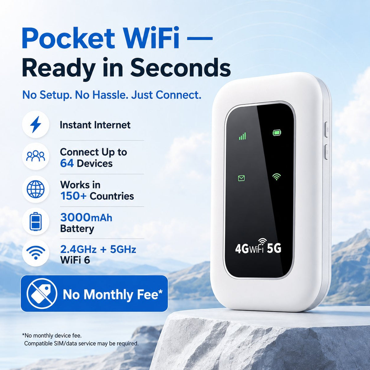 📶⚡Pocket WiFi 6 — Instant Internet Anywhere, No Setup Required, Works in 150+ Countries, No Monthly Device Fee