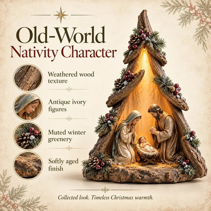 🎄✨ Old-World Lighted Nativity Trees – Warm Vintage Glow & Meaningful Christmas Décor ✝️🏡💛