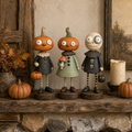 🎃👻 Primitive Pumpkin Friends – Vintage Halloween Figurines for Cozy Spooky Décor! 🕯️🧡