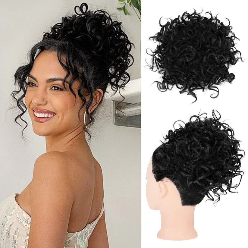 🔥💕Elastic Drawstring Curly Bun Hair Extension Easy Voluminous Style✨