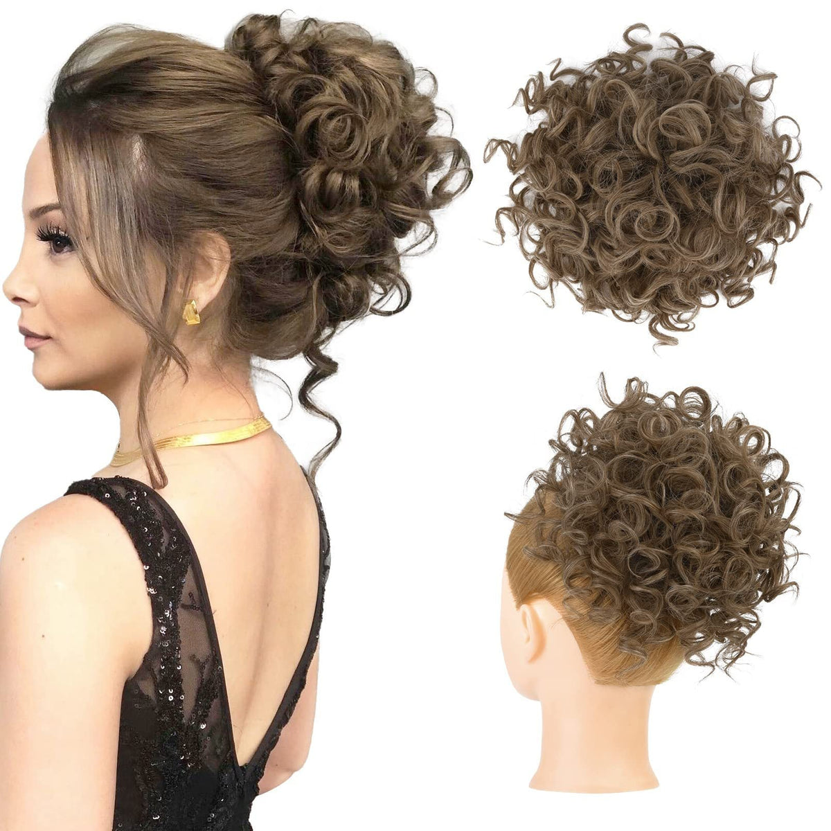 🔥💕Elastic Drawstring Curly Bun Hair Extension Easy Voluminous Style✨