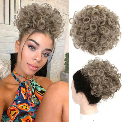 🔥💕Elastic Drawstring Curly Bun Hair Extension Easy Voluminous Style✨