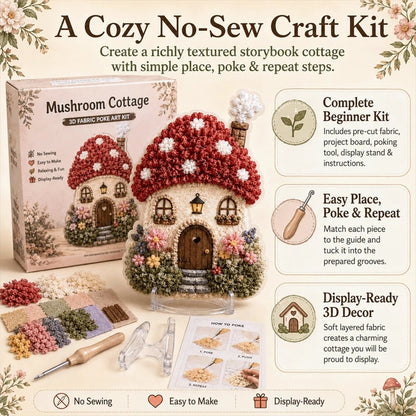 ⏰Last day Promotion 🔥-Whimsical Village 3D Fabric Poke Art Kit