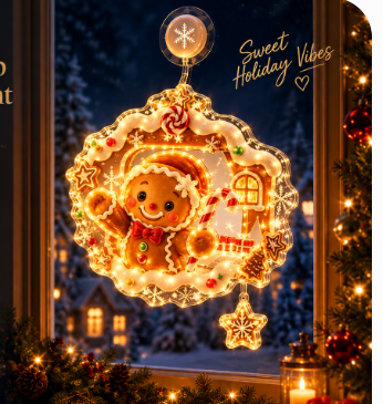 ⏳ Last Day 49% OFF – 🎄Lighted Christmas Window Decoration with Suction Cup | Warm LED Window Light with Double-Layer Design & Multiple Festive Styles ✨