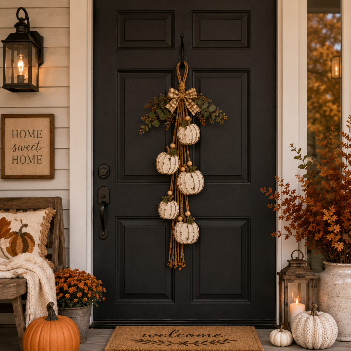 🎃✨ Rustic Pumpkin Door Hanging for Cozy Fall Decor 🍂