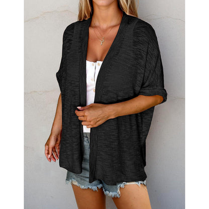 🔥Women's Lightweight Short Sleeve Knit Cardigan, Summer Beach Open Front Cover Up