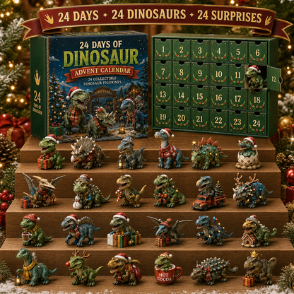 🦖24 Days of Dinosaur Christmas Advent Calendar – 24 Collectible Dino Figurines Holiday Surprises