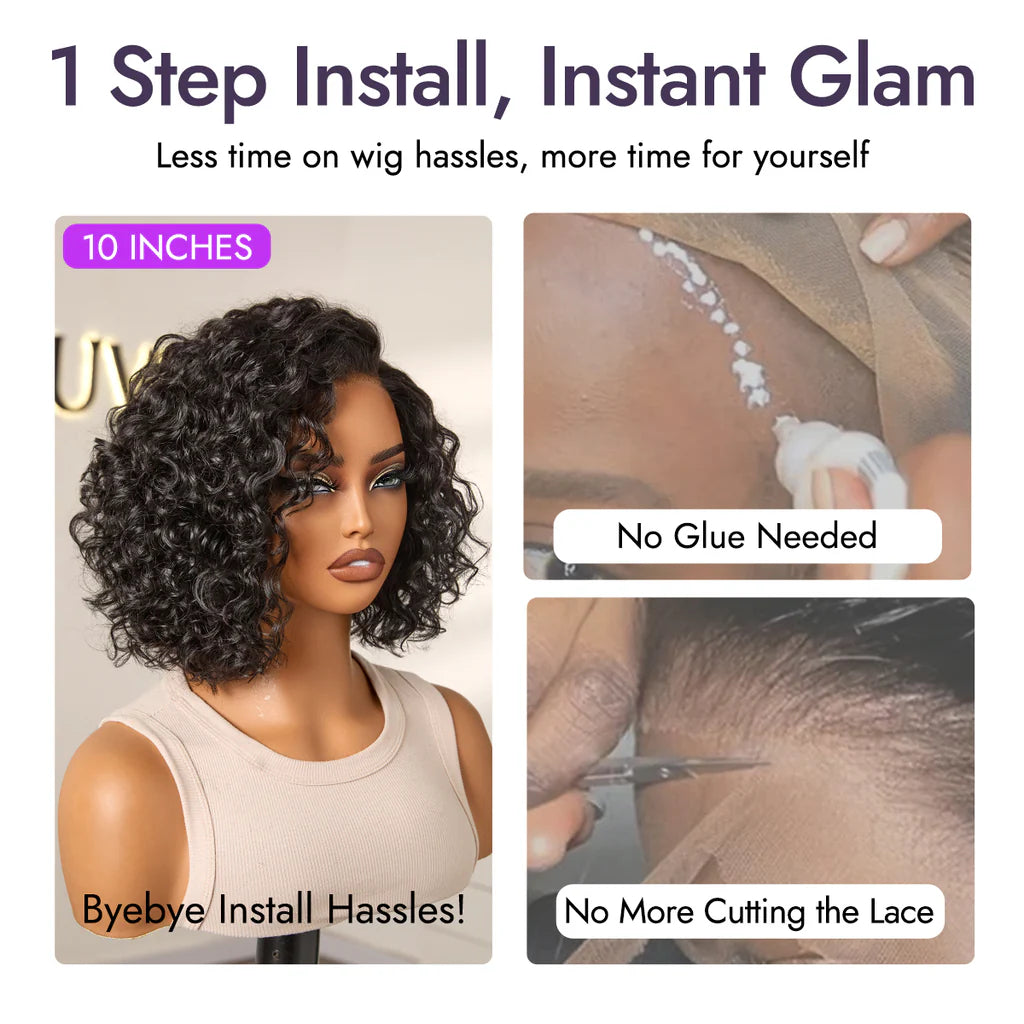 🔥Ready-to-Wear Glueless Curly Bob Wig