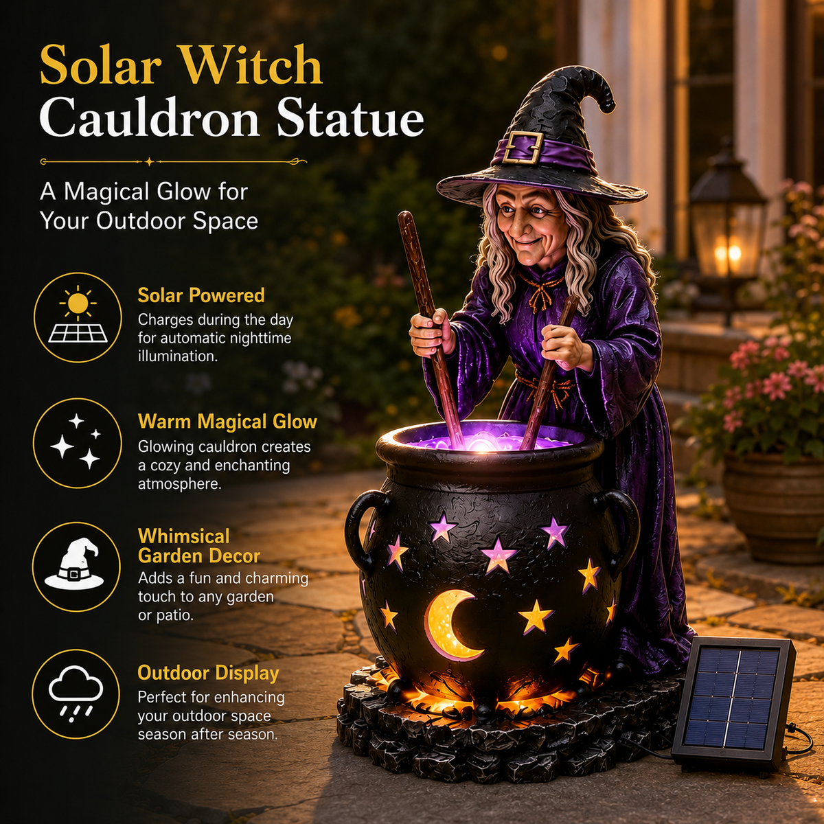 🎁 Last Day 50% OFF✨-🪄Halloween Witch Glowing Cauldron Solar Light