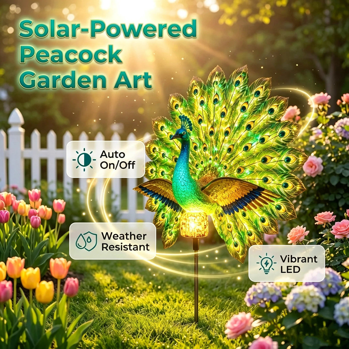 🔥 Last Day 60% OFF 🦚 Animated Solar Peacock Garden Sculpture