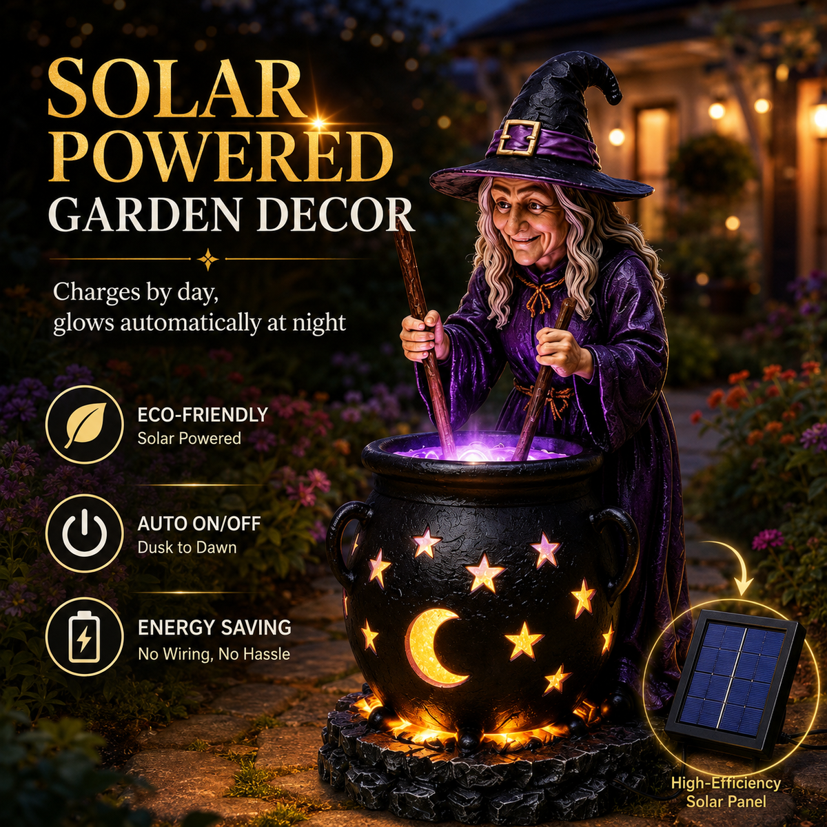 🎁 Last Day 50% OFF✨-🪄Halloween Witch Glowing Cauldron Solar Light