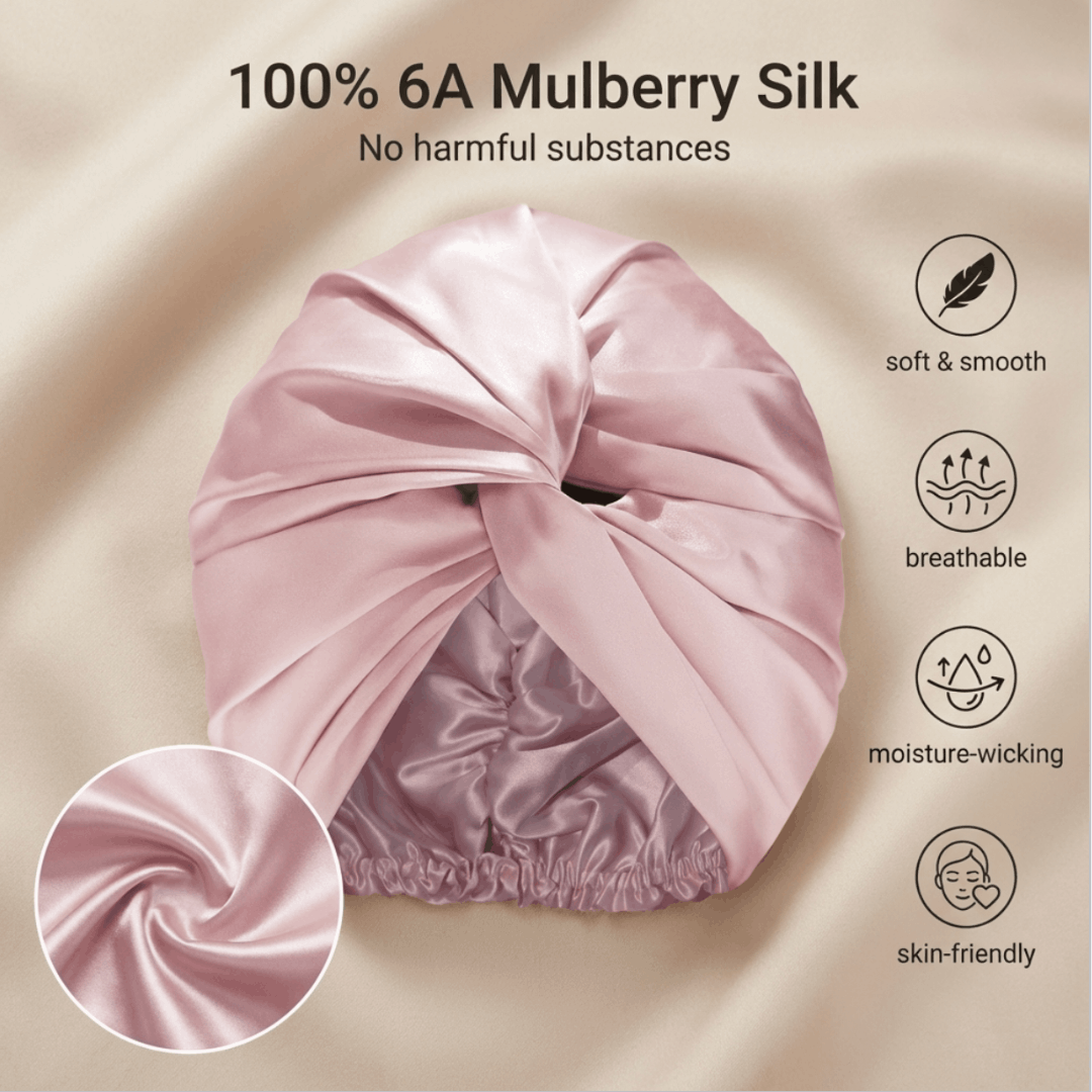 Luxury Satin Sleep Turban- Double Lined 19 Momme Silk Turban