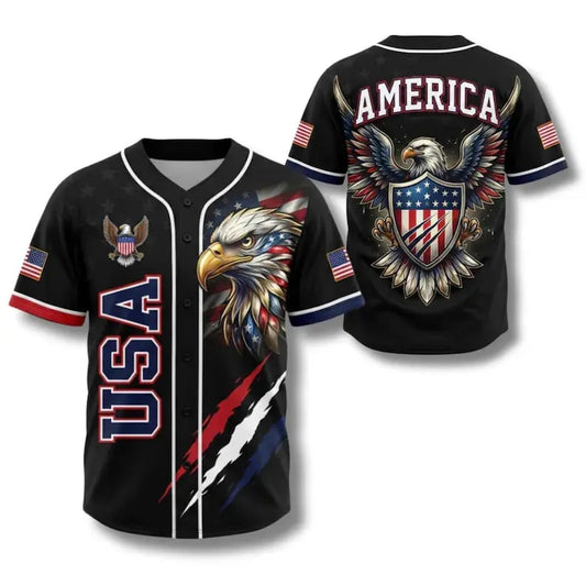 🦅 Patriotic USA All-Over Print Baseball Jersey — America 250th Semiquincentennial Edition (1776–2026) 🇺🇸