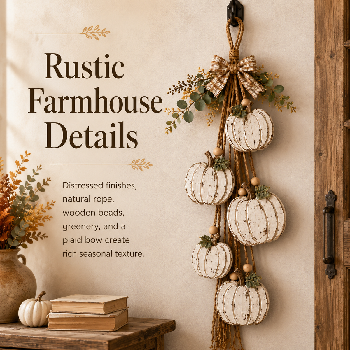 🎃✨ Rustic Pumpkin Door Hanging for Cozy Fall Decor 🍂