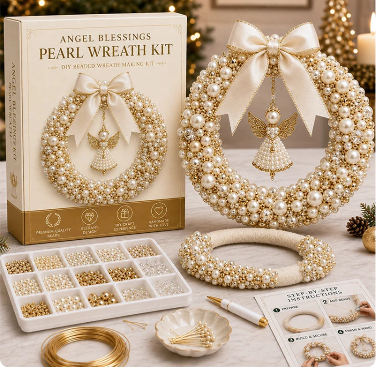 🎄 DIY Christmas Pearl Wreath Kit — A Mini Wreath You Build Bead by Bead