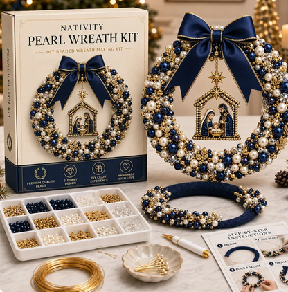 🎄 DIY Christmas Pearl Wreath Kit — A Mini Wreath You Build Bead by Bead