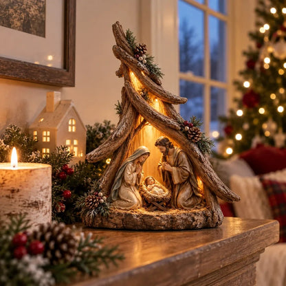 🎄✨ Old-World Lighted Nativity Trees – Warm Vintage Glow & Meaningful Christmas Décor ✝️🏡💛