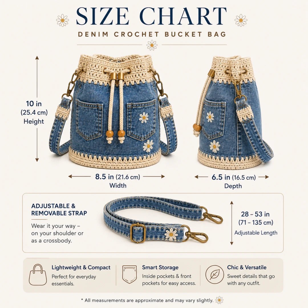 🔥HOT SALE 50% OFF✨👜Handmade Denim Crochet Bucket Bag