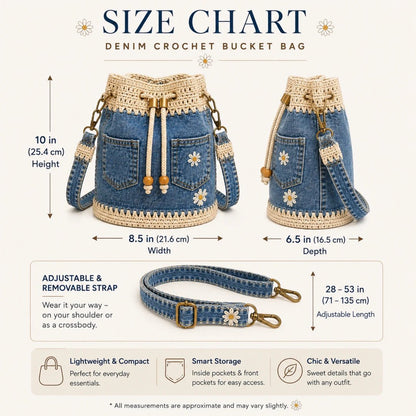 🔥HOT SALE 50% OFF✨👜Handmade Denim Crochet Bucket Bag