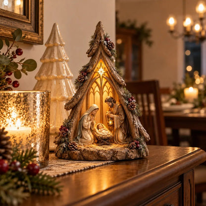 🎄✨ Old-World Lighted Nativity Trees – Warm Vintage Glow & Meaningful Christmas Décor ✝️🏡💛