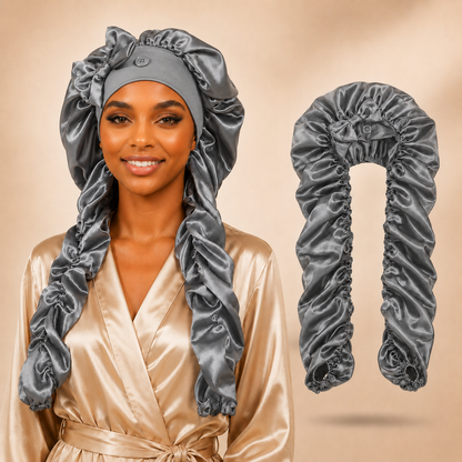 2-in-1 Heatless Curling Wrap Bonnet – Satin Sleep Cap for Effortless Curls & Hair Protection