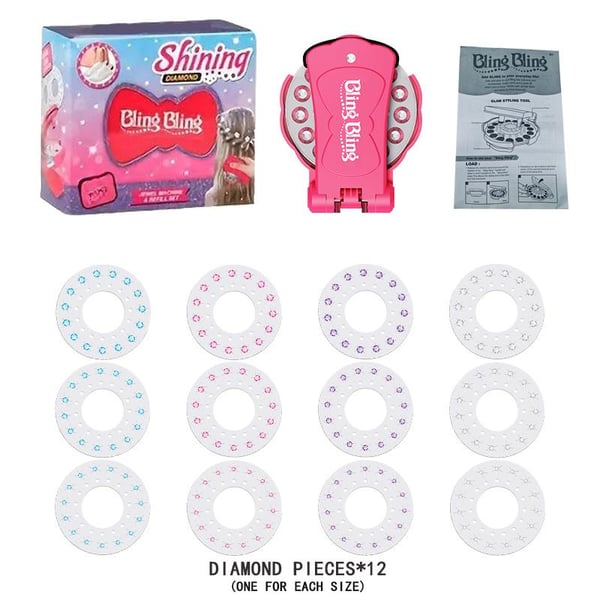 Glitter Diamond Styling Tools Hair Gemstone Styling Set to light up girls' hair, clothes, accessories, No Heat Required Hair Styling Accessories