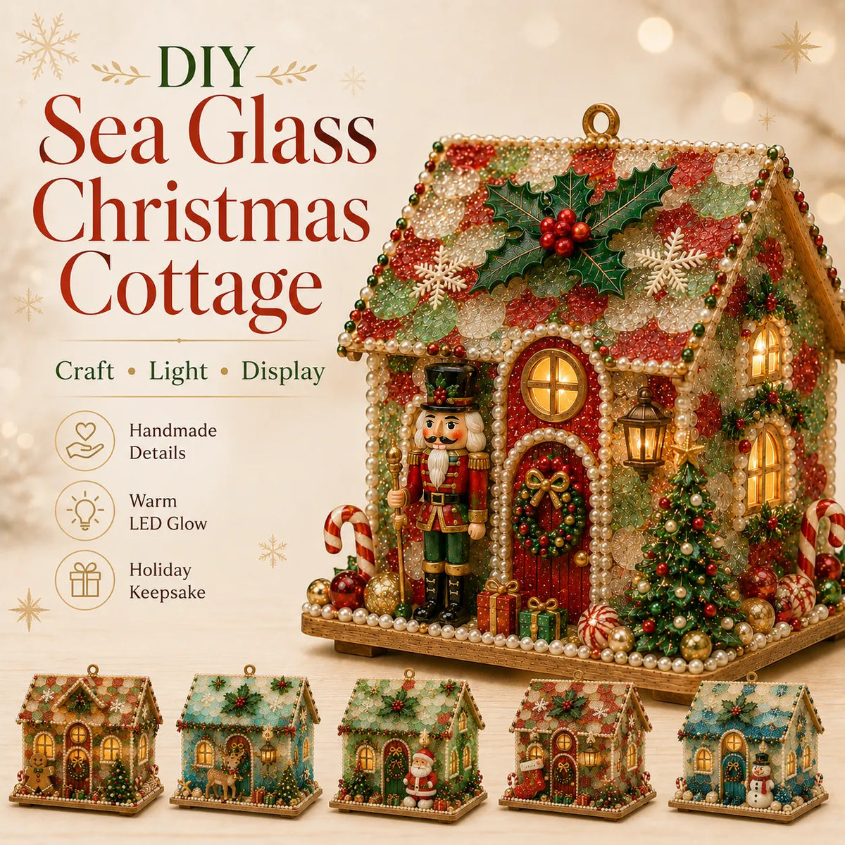 🎄✨ DIY Glowing Coastal Christmas Cottage Kit – Easy Crafting & Festive Coastal Charm! 🏡💖