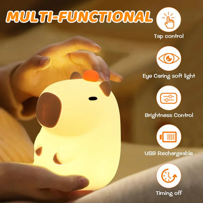 🐹✨ Silicone Capybara Night Light – Cute, Soft Glow & Cozy Bedside Decor 🌙💛