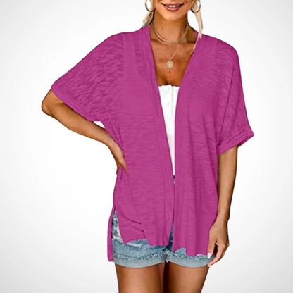 🔥Women's Lightweight Short Sleeve Knit Cardigan, Summer Beach Open Front Cover Up