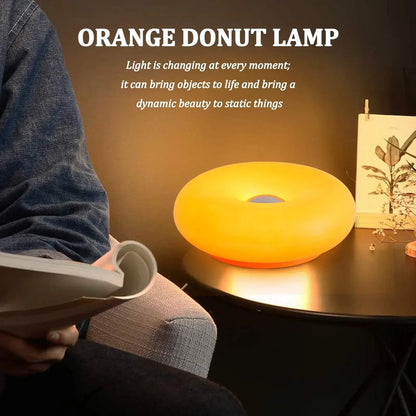 🍊🍩 Retro Acrylic Orange Donut Wall Lamp | Cozy RGB Glow