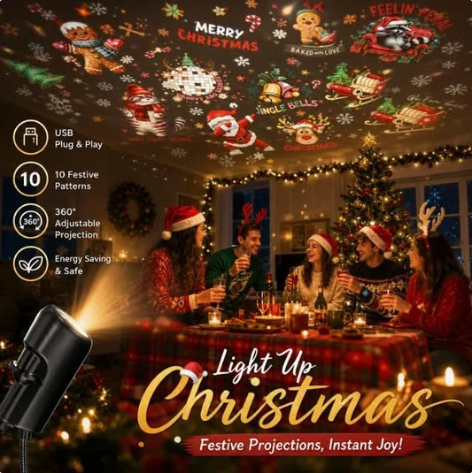 Plug & Play HD Holiday Projector for Christmas & Halloween Decor