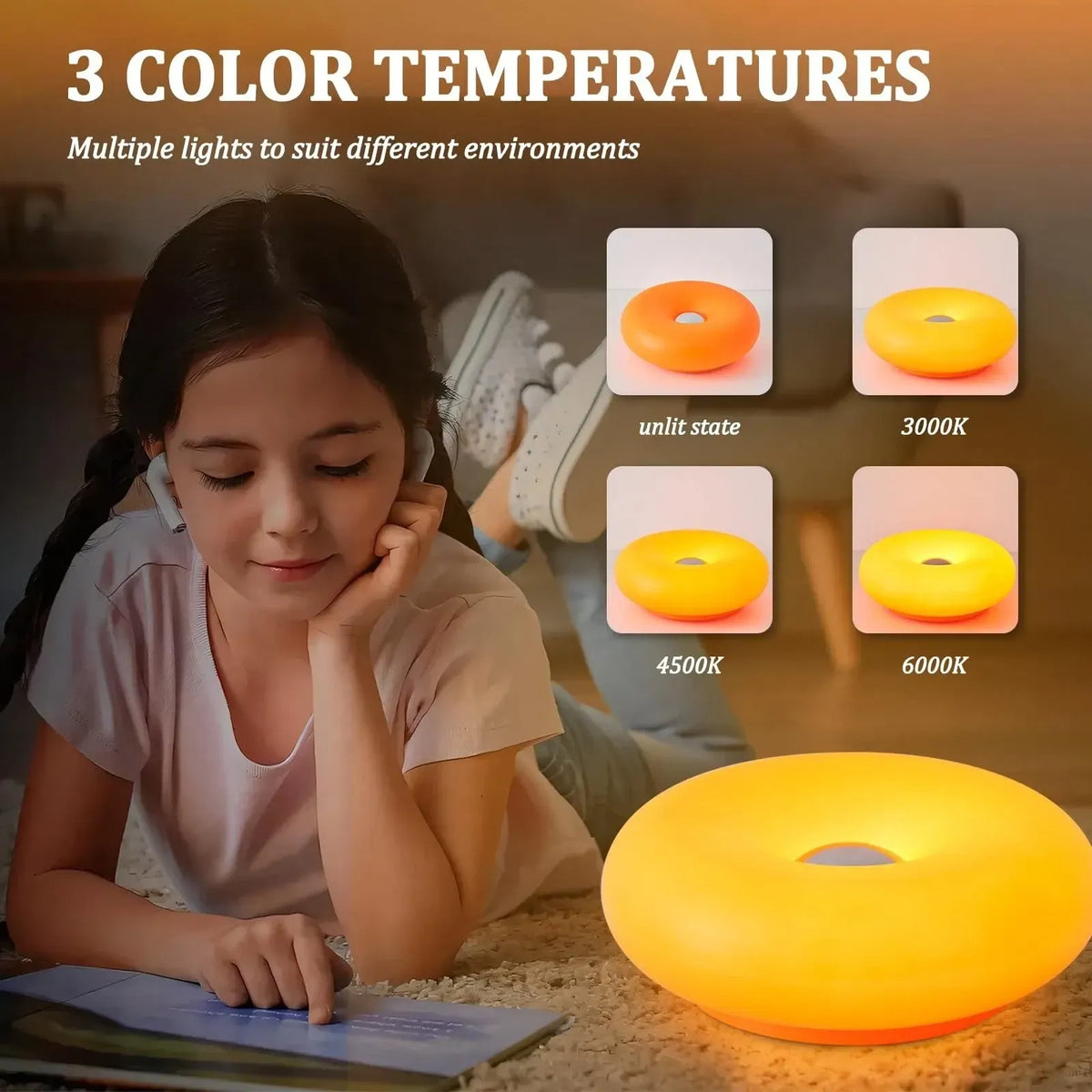🍊🍩 Retro Acrylic Orange Donut Wall Lamp | Cozy RGB Glow