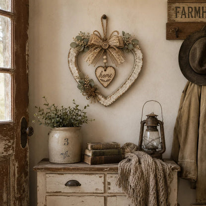 🤎🏡 Rustic Farmhouse Heart Wall Decor – Cozy “Home” Charm for Any Space ✨❤️
